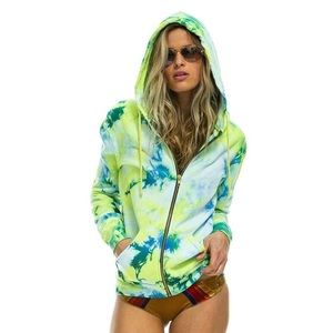 aviator nation tie dye zip hoodie